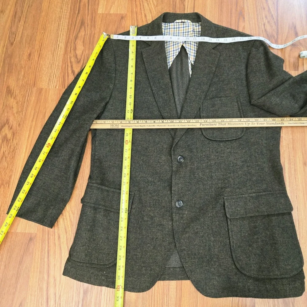 Kroon Harrison Sport Coat Mens 46L Brown marled Cotton Wool Linen Blend Blazer